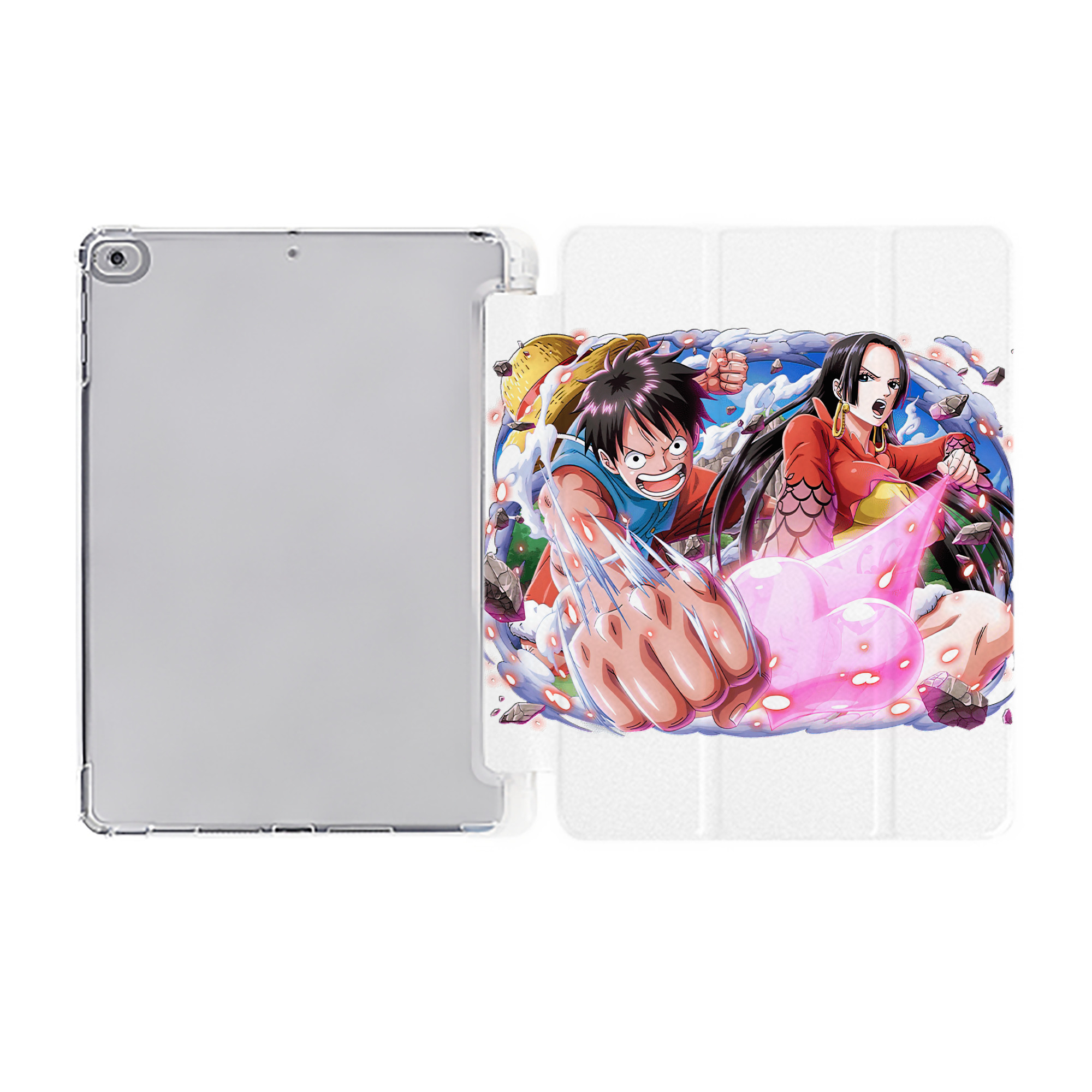 （画像用） ワンピース モンキー・D・ルフィ ONE PIECE Monkey D. Luffy IPad ケース ペン収納付き 三つ折りスタンド PUレザー×シリコン 対応機種9.5/10.5/10.9インチ